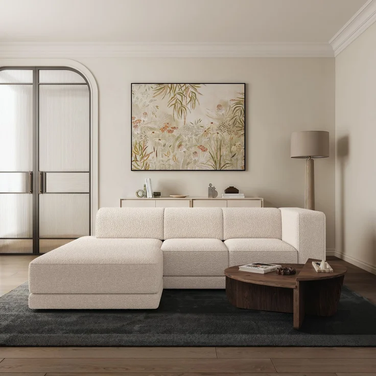 Selsey 'Novals' Ecksofa L-Form, 4-Sitzer, links, Bouclé Creme, 278 cm – Bild 2