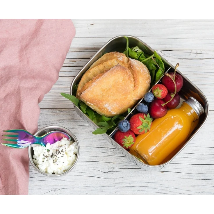 LEKKABOX Campinglöffel Mini Edelstahl Göffel, 10cm - Gabel Löffel Spork klein Kinder Brotdose, Extra klein, nur 10 cm lang – passt in jede Brotdose – Bild 2