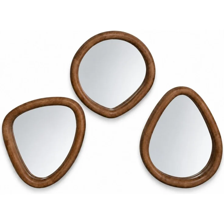 dasmöbelwerk Wandspiegel Spiegelset NOA 3er Set Wandspiegel Flurspiegel Akazienholz Braun (3-St), 3er Set – Bild 2
