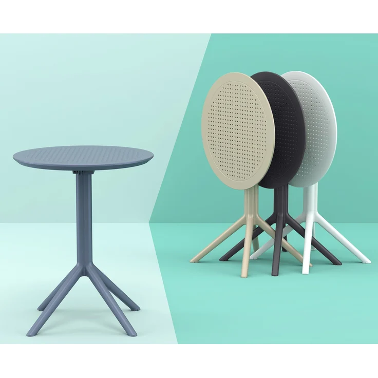 CLP Klapptisch Sky I Gartentisch, stabil und pflegeleicht für innen und außen,taupe rund – Bild 4