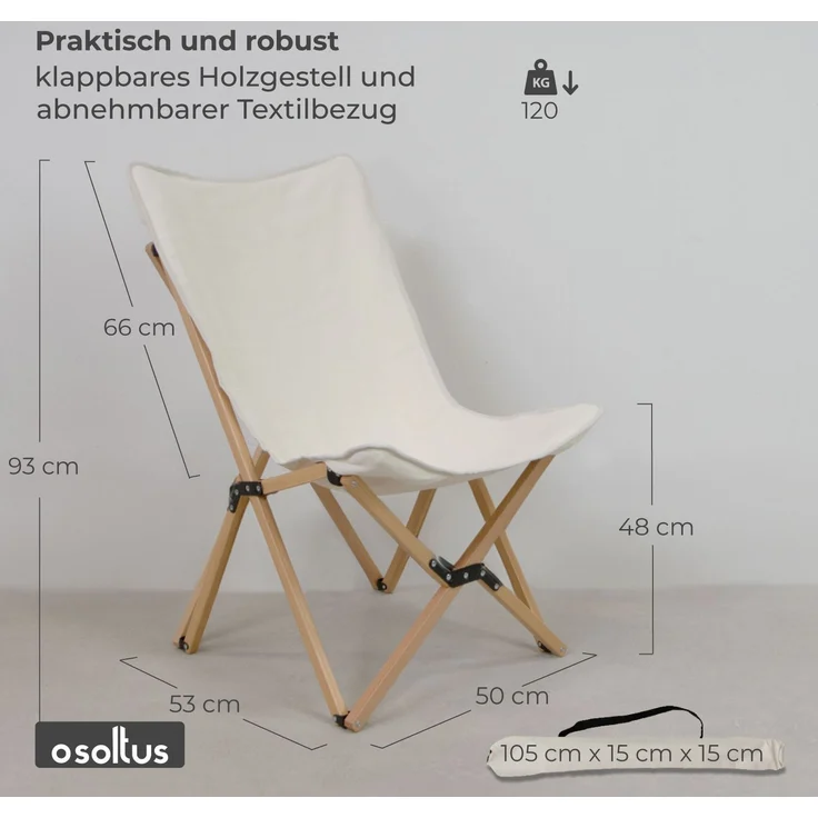 osoltus Holz Faltsessel Sessel Campingsessel Jessi Sahara natur – Bild 3