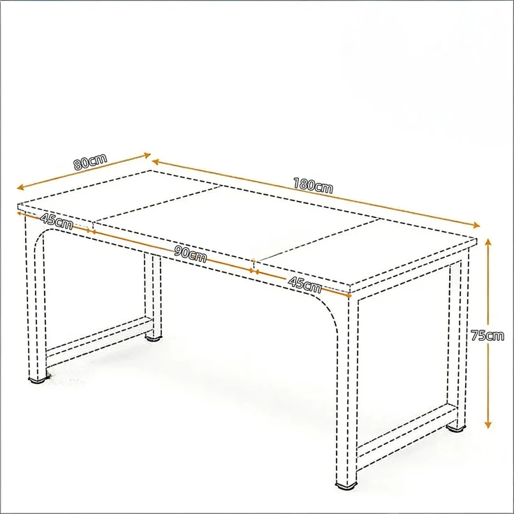Computer-Schreibtisch,Executive-Schreibtisch,Rechteckiger Konferenztisch(nur Schreibtisch)--Schwarz + Grau--180x80x75cm--YOUDENOVA – Bild 6