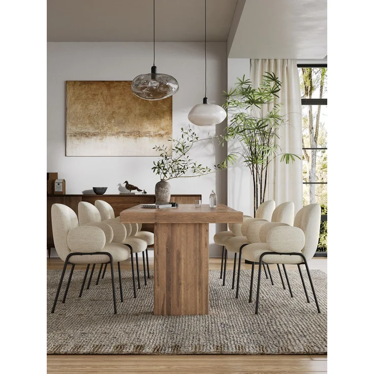 GOEURVANT 1235 Esszimmerstühle 2er-Set mit Armlehnen, Polsterstühle, Webstoff - Beige – Bild 2