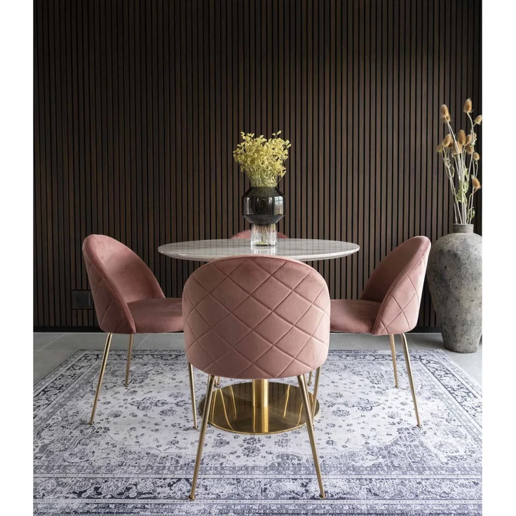 House Nordic Esszimmerstuhl, Samt, Rosa, Beine in Messingoptik, HN1214 - 2er set – Bild 9