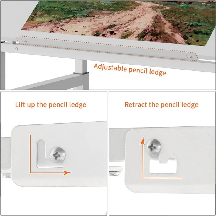 BBWL Zeichentisch höhenverstellbar neigbar Schreibtisch MDF Metall stabil Weiß, Zeichentisch für Büro Studium Atelier multifunktional – Bild 3