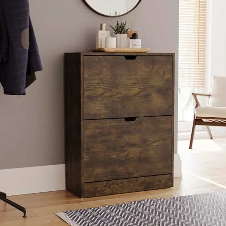 Vida Designs Schuhschrank, Dunkles Holz, 80H x 60W x 24D – Bild 2