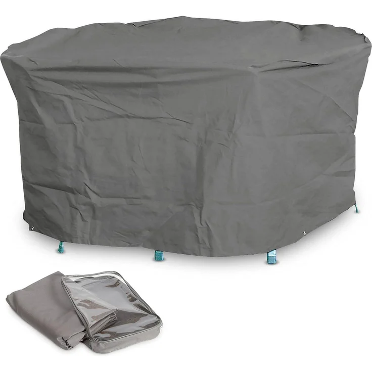 Beo Acamp Gartentisch Abdeckung für ovale Tische bis bis 160x95 cm | Reißfeste Gartenmöbel Abdeckung in Anthrazit | Schutzhülle Gartenmöbel Winterfest | Wasserdichte Abdeckplane Gartenmöbel
