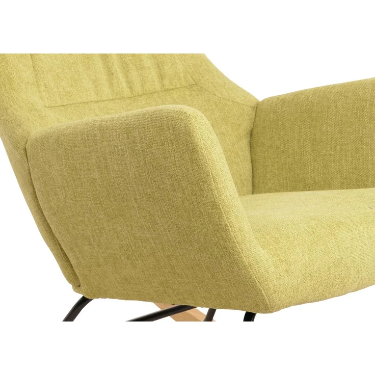 Schaukelstuhl HWC-N13, Schwingstuhl Relaxsessel Fernsehsessel, Massiv-Holz Metall Stoff/Textil 320g/m² ~ grün – Bild 6