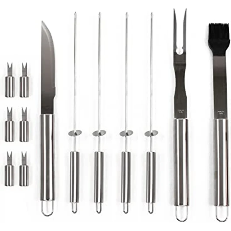 Mastercook – Professionelles Grillzubehör-Set aus Stahl mit Koffer, Zubehör-Set BBQ mit Zange, Gabeln, Spachtel und Bürsten, Koffer für Grillwerkzeuge – Bild 4