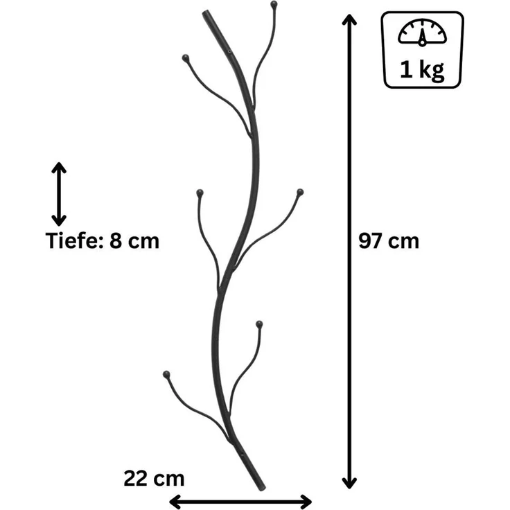 DanDiBo Wandgarderobe Schwarz Metall 3er Set Flora Garderobe Wand 93861 Garderobenhaken Flurgarderobe Kleiderhaken Hakenleiste – Bild 2