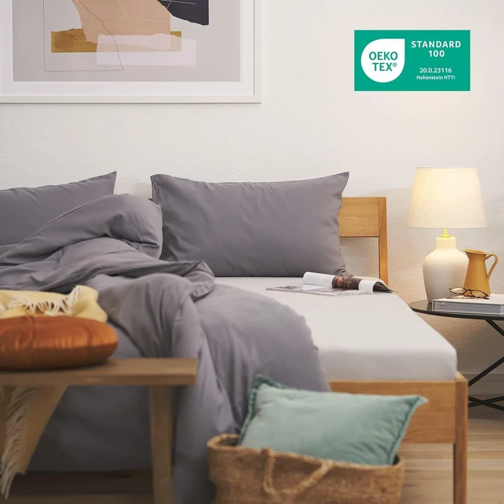 Blumtal Luxus Spannbettlaken 200x200 Boxspringbett bis 40cm Höhe - Oeko-Tex Zertifizierte Baumwoll Bettlaken 200x200 Boxspringbett - Spannbettlaken 200x200 Baumwolle - Weiss – Bild 3