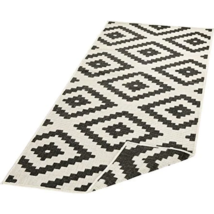 In- & Outdoor Teppich Malta Schwarz Creme - 80x350x0,5cm – Bild 7