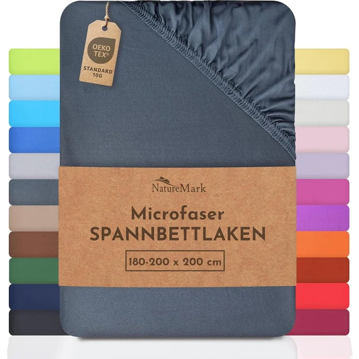 NatureMark - Mikrofaser SPANNBETTLAKEN zum Sparpreis! viele Größen und Farben Markenware (180x200-200x200 cm, anthrazit grau)