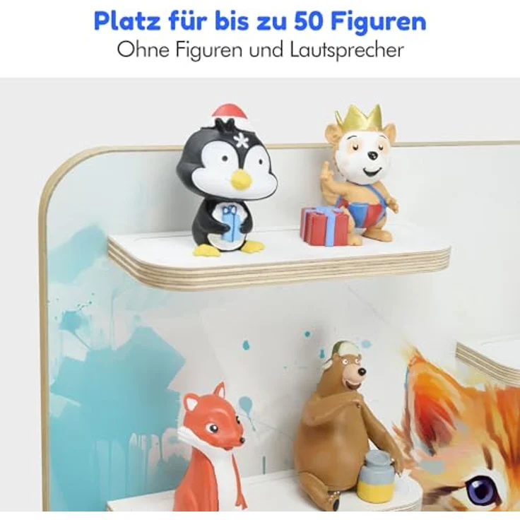stadtecken Holzregal für Tonies & Toniebox – Musikbox Wandregal aus 10mm Holz – Platz für 35-50 Figuren mit Magnetfunktion – Handgefertigt – Zum Aufstellen oder Aufhängen (Katzenfreunde, Groß) – Bild 6