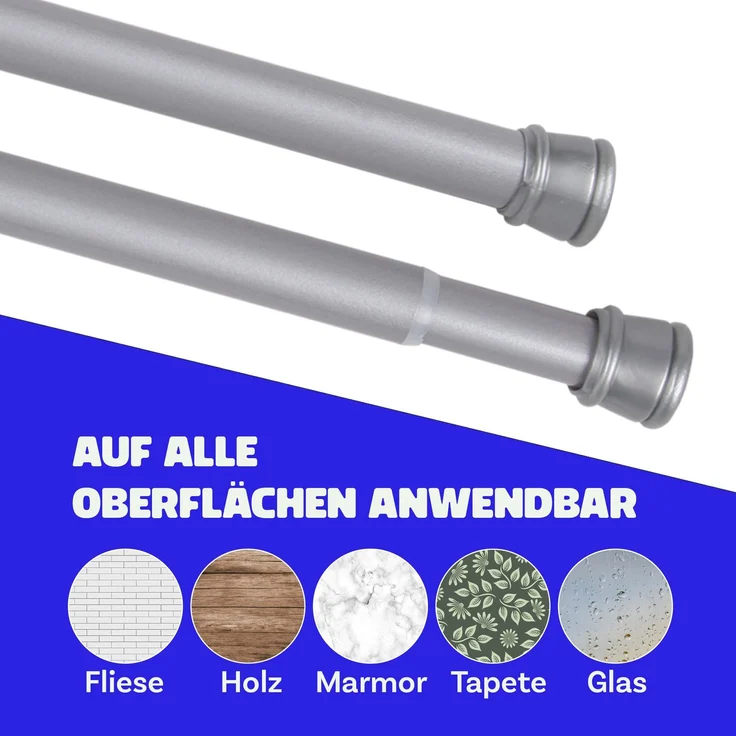 Verstellbare Vorhangstange - Spannstange zum Klemmen Silber Ø22/25 mm 60-90 cm – Bild 4
