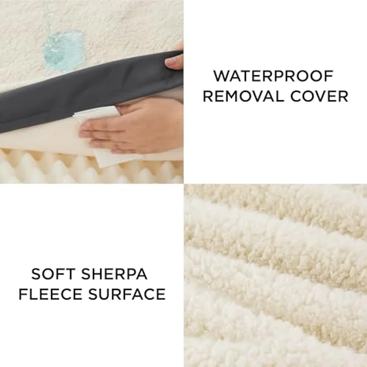 BEDSURE orthopädisches Hundebett kleine Hunde - 76 x 51 x 7.6 cm Hundekissen flauschig Hundematte waschbar Hundematratze in grau für kleine Hunde – Bild 6