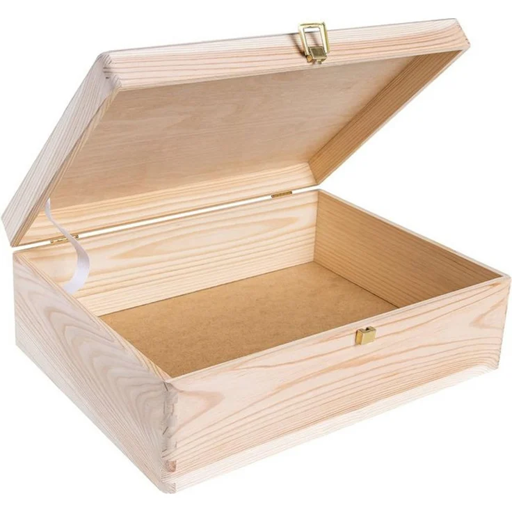 Creative Deco Holzkiste Natur mit Deckel und Schloss, Erinnerungsbox Baby Groß Holzbox mit Deckel Unlackiert Kasten – Bild 4