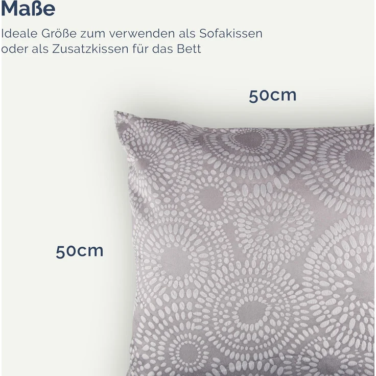 Dekokissen 50x50 mit verd. Reißverschluss, ( Grau ) Kissenbezug inkl. Füllkissen "Punkte", Dekorative Kissenbezüge, weicher Bezug für Kissen – Bild 2