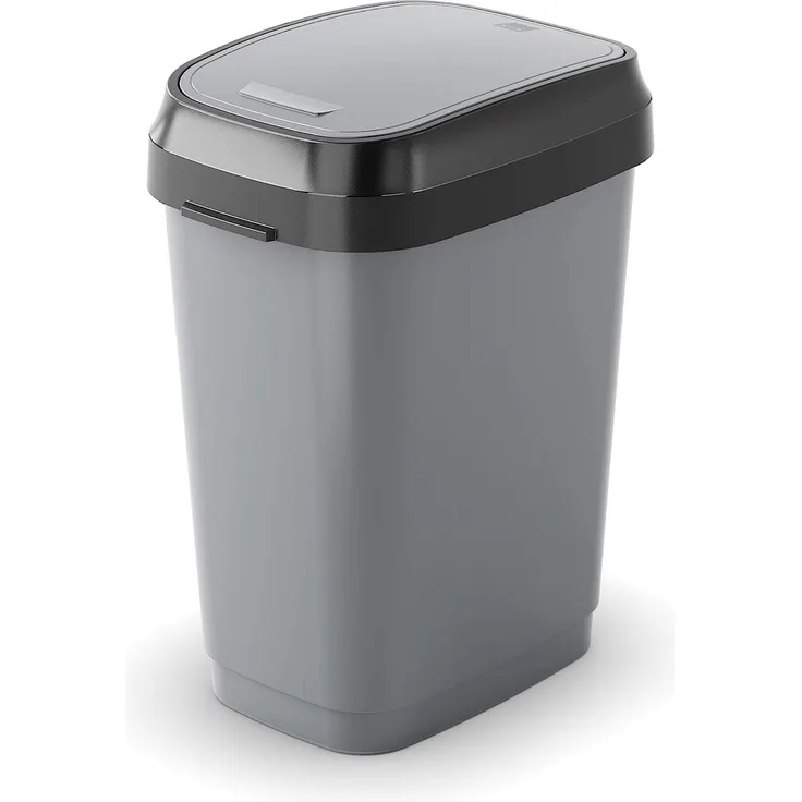 Kis Abfallbehälter Dual Swing 10 Liter in grau-anthrazit, Plastik, 19 x 25 x 32 cm