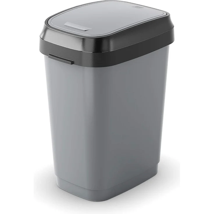 Kis Abfallbehälter Dual Swing 10 Liter in grau-anthrazit, Plastik, 19 x 25 x 32 cm