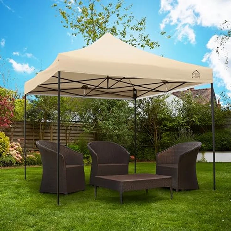 All Seasons Gazebos Strapazierfähiger Faltpavillon und Vorzelt, komplett wasserdicht, hochwertig, für einen sekundenschnellen Aufbau, 3x3 m erhältlich (Beige) – Bild 4