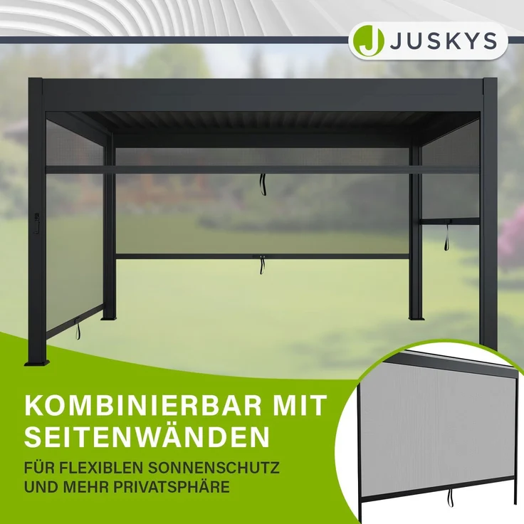Juskys Lamellendach Tahiti 3x4 m inkl. Seitenwand 4 m in Anthrazit - Terrassenüberdachung stabil & wetterfest - Überdachung für Garten & Terrasse – Bild 6