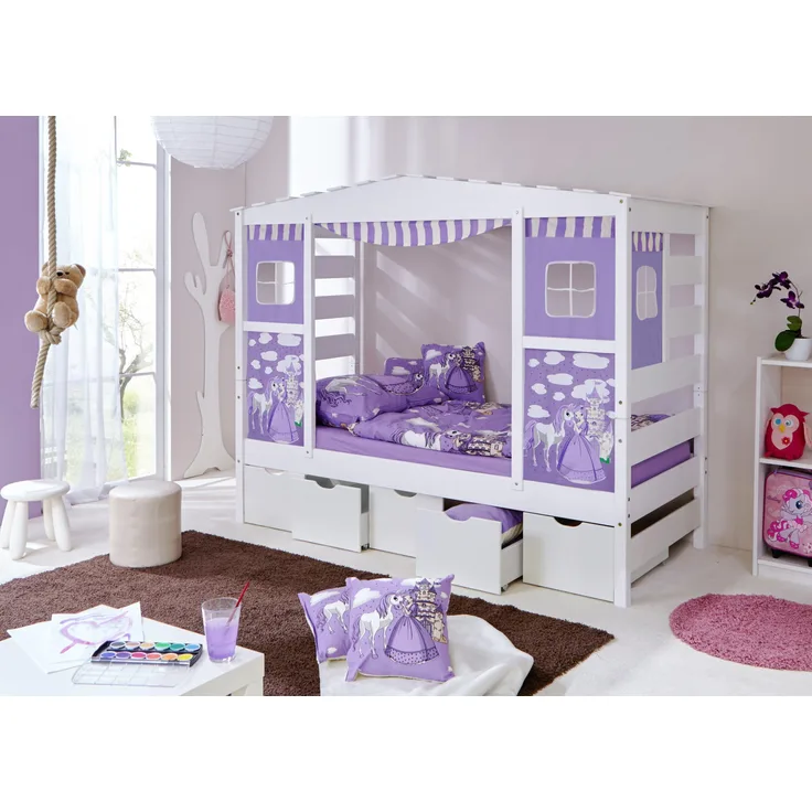 Hausbett "Lio" 90x200 Kiefer massiv weiß
