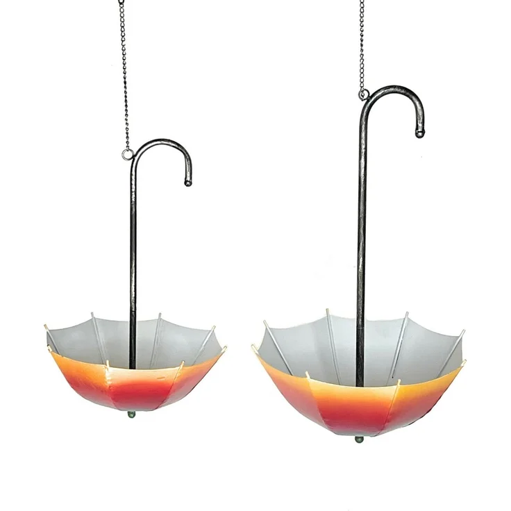 DanDiBo Blumenampel Metall Hängeampel mit Topf Innen Außen Regenschirm Hängepflanzen 2er Set 96258 Pflanzenhänger Blumenhänger Topfhänger Blumen – Bild 3