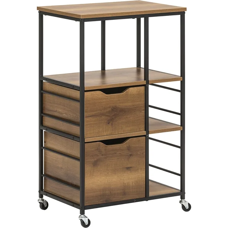 SoBuy FKW111-PF Küchenwagen, Spanplatte, Melamin, Braun, 53 x 89 x 37 cm