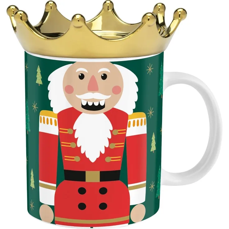 Sheepworld Tasse + Deckel Kronenform 35cl Geschenk Weihnachten NUSSKNACKER 51221