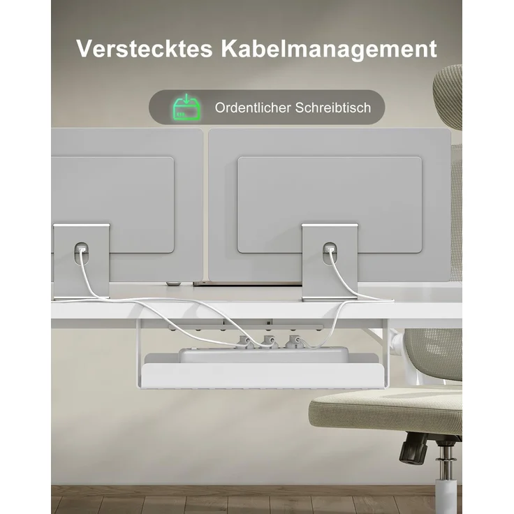 Devoko Elektrisch Höhenverstellbarer Schreibtisch Holzwerkstoff und Metall Weiß 120 x 80 x 72-118 cm – Bild 6