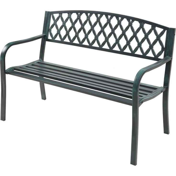 Gartenbank Opsasar Stahl 127x53,5x88 cm Dunkelgrau mit grüner Patina [casa. pro] – Bild 4