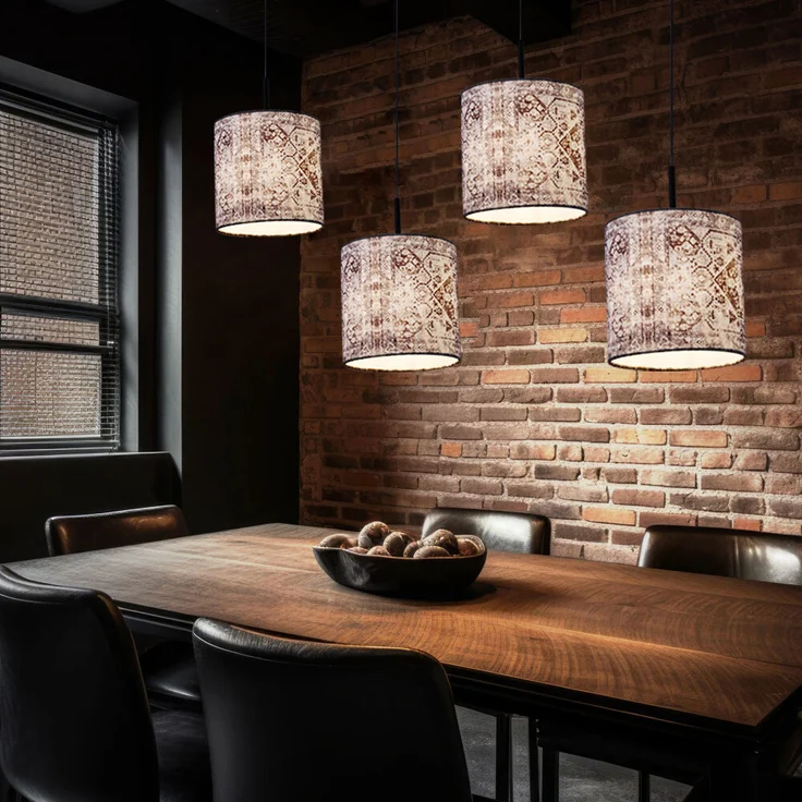 Hängeleuchte, Metall, Textil, schwarz, 4 Flammig, L 100 cm – Bild 3