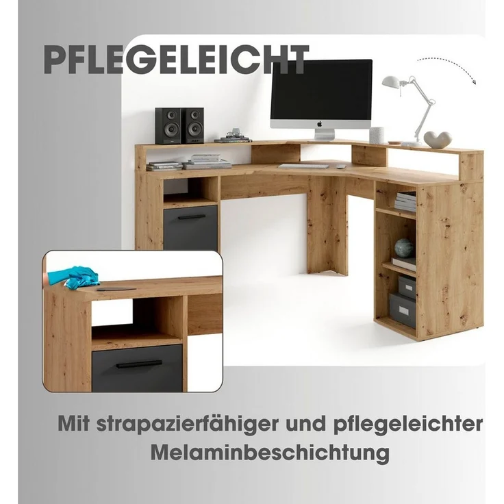 byLIVING Gamingtisch Fox, Breite 139 cm, moderner Eck-Schreibtisch – Bild 2