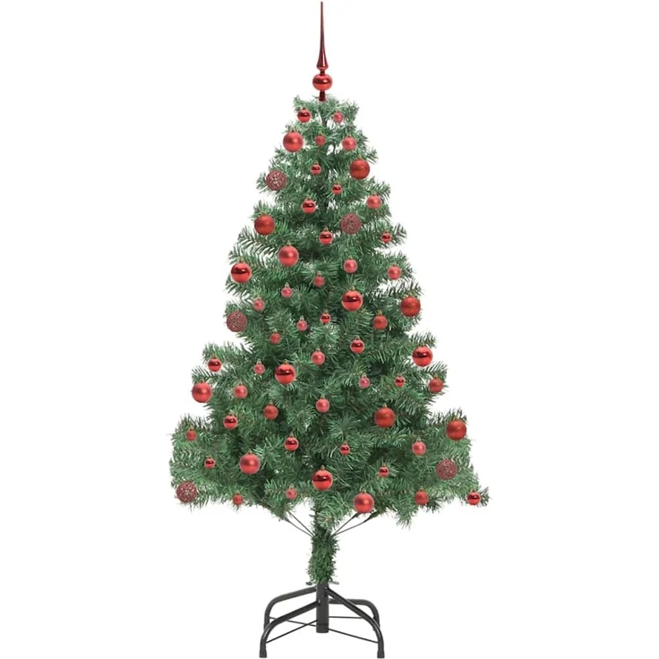 vidaXL Weihnachtsbaum mit LED-Beleuchtung Grün 180 cm PVC und Stahl 3396380 – Bild 4