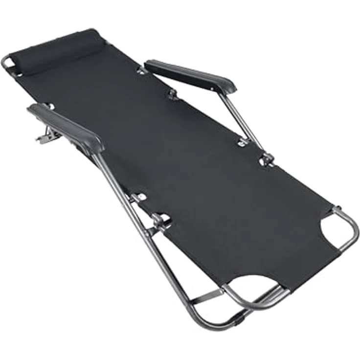 VCM Sonnenliege klappbar Maltosa, verstellbar in Schwarz, Maße als Liege ca. 153 x 60 x 27 cm, maximale Belastbarkeit 100 kg – Bild 3