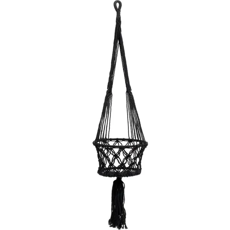Der Macrame Pflanzenhalter - Schwarz - M