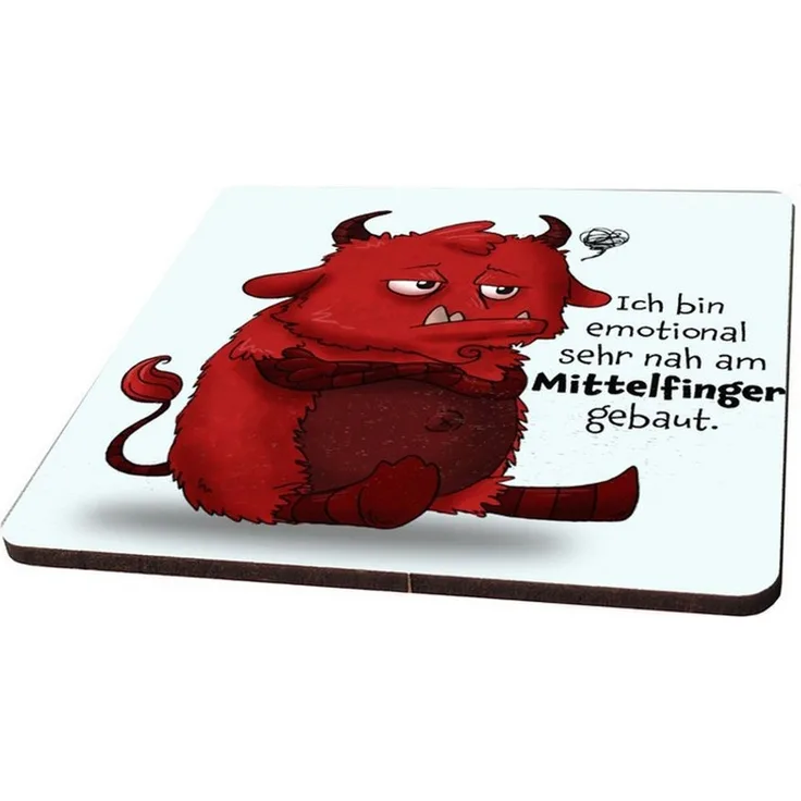 speecheese Glasuntersetzer Comic-Monster freche Sprüche 6er Set Untersetzer aus Holz