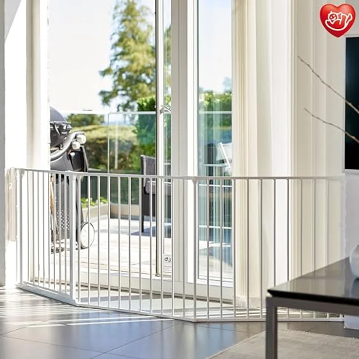 Baby Dan Konfigurationsgitter / Kaminschutzgitter Flex L, 90 - 223 cm - Hergestellt in Dänemark und vom TÜV GS geprüft, Farbe: Weiß – Bild 9
