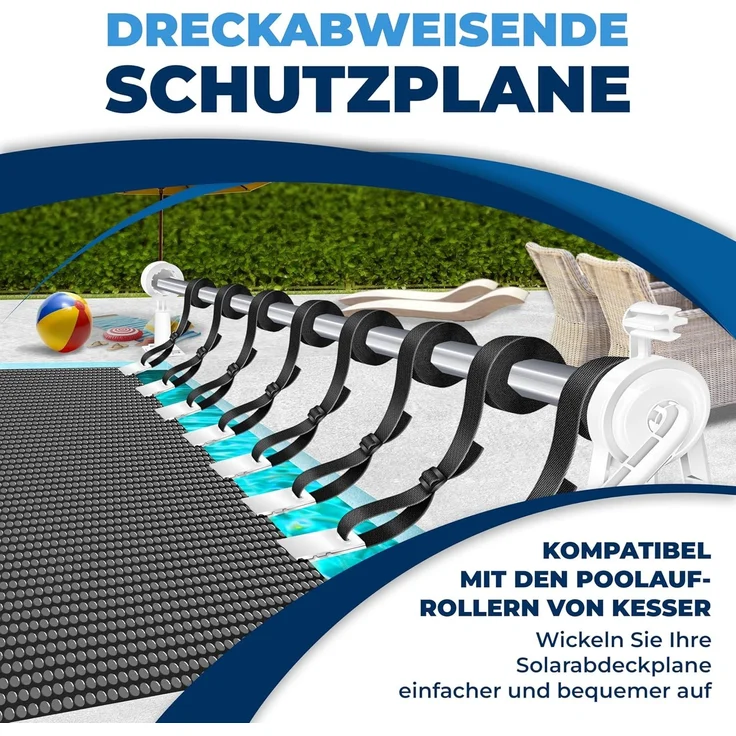 KESSER® Pool Solarfolie 400 µm | Solarplane Poolabdeckung | Solarabdeckplane flexibel zuschneidbar | Poolplane für Wassererwärmung | Solarabdeckung mit Schere, Lochzange & 12 Ösen Schwarz, Ø 600 cm – Bild 5