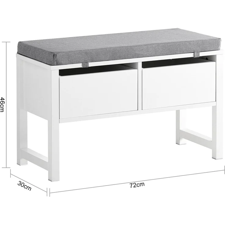 SoBuy FSR88-W Schuhbank, MDF, Lackiert, Weiß, 72 x 46 x 30 cm – Bild 3