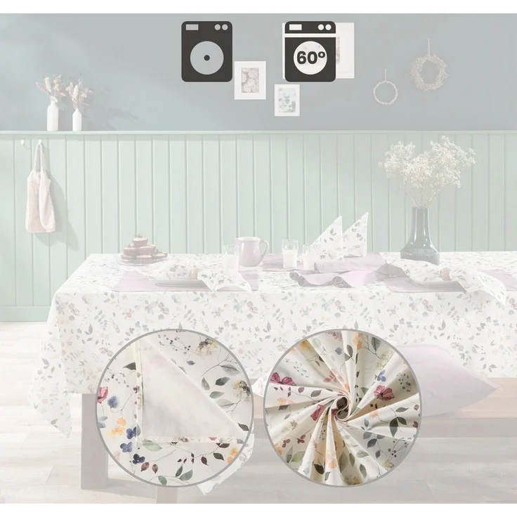 REDBEST Tischdecke Tischdecke, Baumwolle Blumen – Bild 2