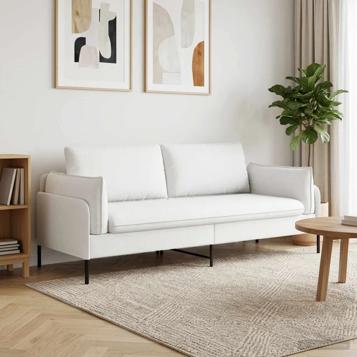 vidaXL 3-Sitzer-Sofa Weiß 222 x 81 x 89 cm Stoff 42048639 – Bild 1