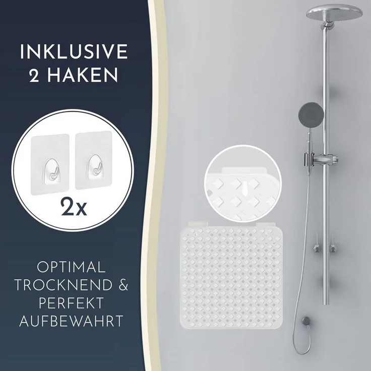 Homerella Duschmatte rutschfest Kinder - 100% BPA frei Inkl. 2 Haken zum Aufhängen 53x53cm, Antirutschmatte Dusche Baby hautintensiv & schimmelresistent, - Duscheinlage maschinenwaschbar – Bild 3