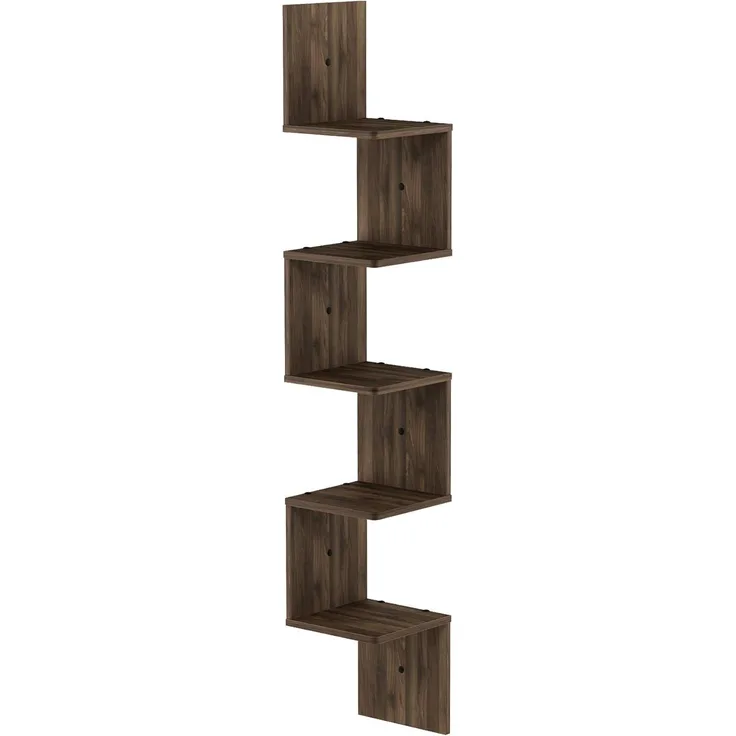 Furinno Rossi 5-stufiges Wandregal, Holz, Espresso, 19. 81x19. 81x123. 95 cm