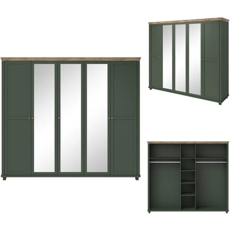 Lomadox Kleiderschrank EPSOM-83 grün mit Lefkas Eiche Nb. 246/216/62 cm – Bild 4