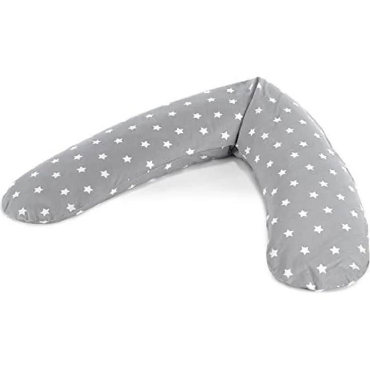 Theraline Stillkissen "Das Komfort" mit Dinkel Füllung inkl. Bezug 180 cm 132 Big Stars grau