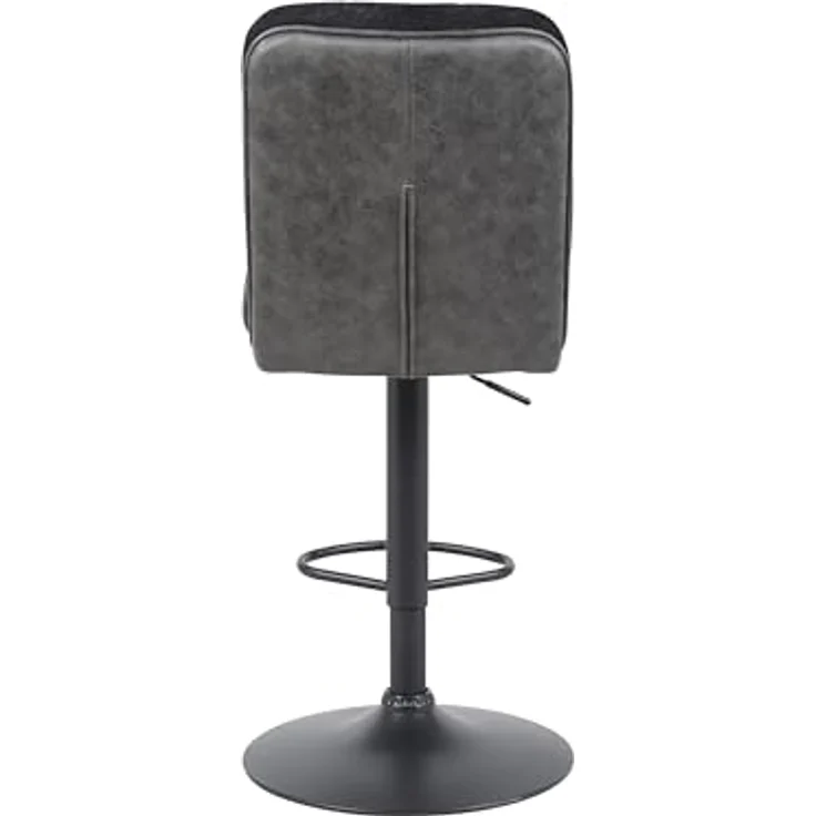 Hela Tische, 2er Set Barhocker Vila, Materialmix Webstoff Schwarz/Microfaser Anthrazit, 360° drehbar, Höhenverstellung mit Lift, 120kg belastbar – Bild 6
