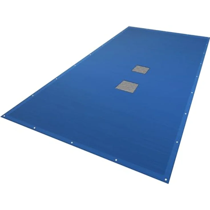 VOUNOT Poolabdeckung rechteckig, Pool Abdeckplane aus Polyethylen 160 g/m² mit Abflussnetz, Doppelte Poolplane Wasserdicht Schimmelresistent Reißfest mit Aluminiumösen 4X8m – Bild 2