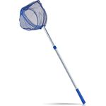 BigDean Kescher 75-121 cm lang - Teichkescher mit Teleskopstange - Feinmaschig (2 mm) - Für Teich, Algen & Swimming-Pool - Algenkescher Nylon-Netz